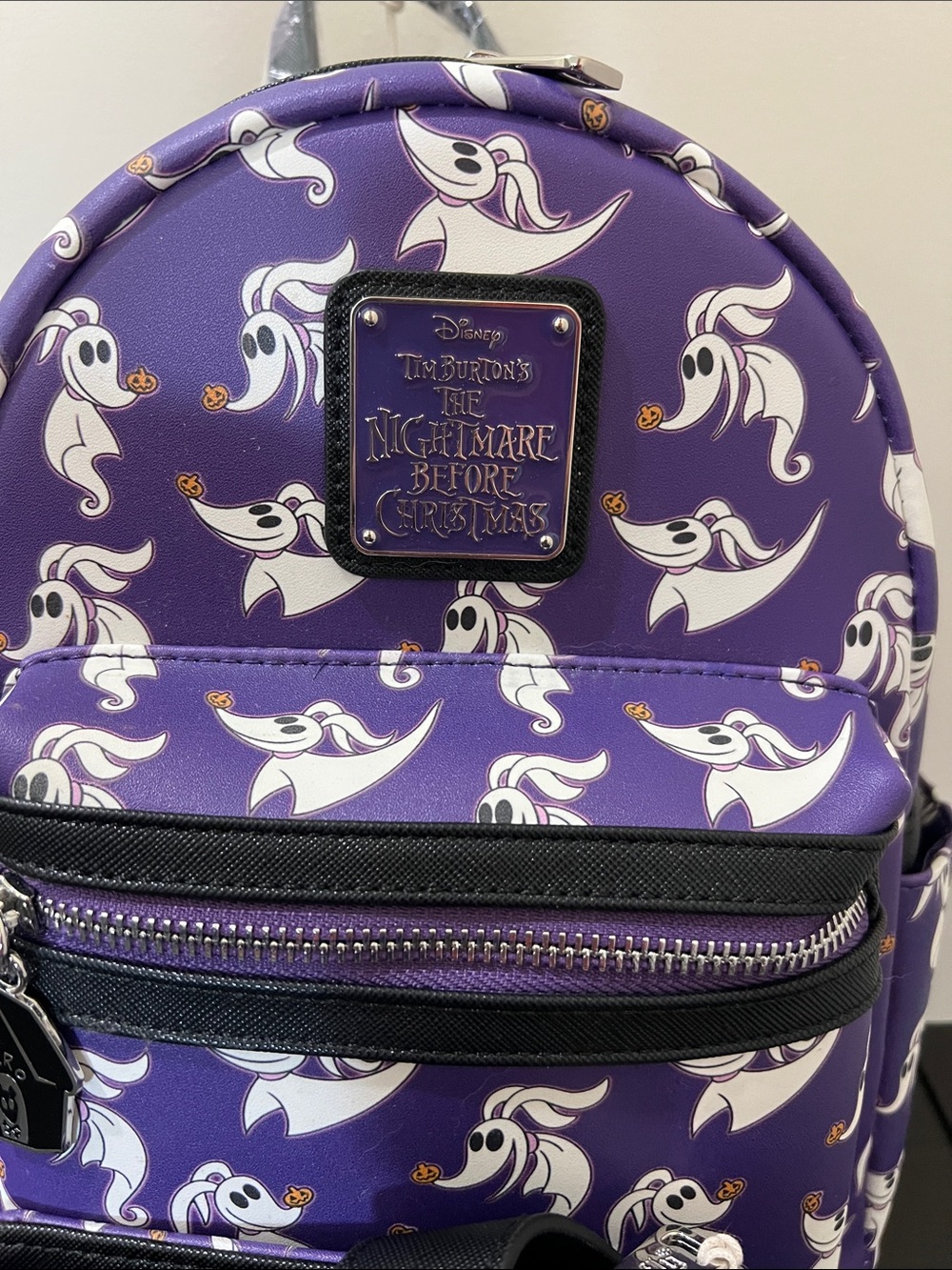 Loungefly Purple 'Zero' Ghost Print Mini Backpack & Wallet Set NBC - Picture 2 of 3